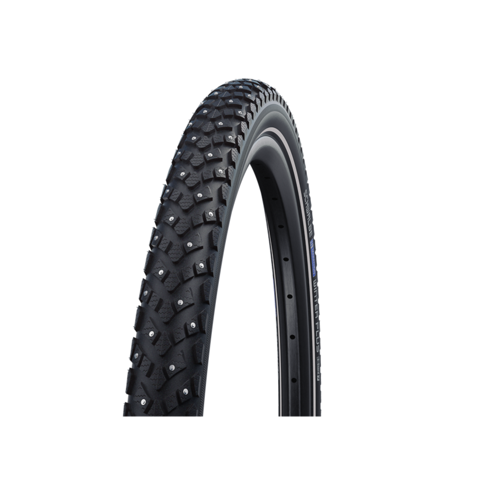 Schwalbe Winter Marathon (Studded) Tire, Black with Reflective Stripe 700x35C (35-622)