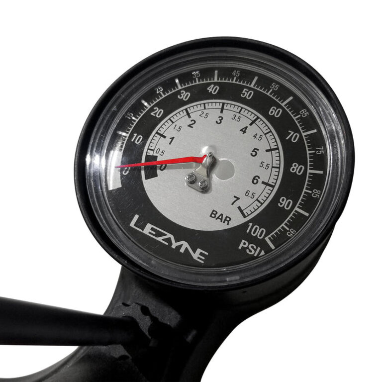Lezyne Pump, Floor, Lezyne Sport Gravel Drive, ABS-1 Pro Chuck, 100PSI, Black