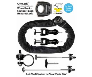 Pinhead Ultimate Pack Lock Set City Frame Lock QR Wheel Skewer locks and Seatpost or Saddle lock Fix Coffee Bikes