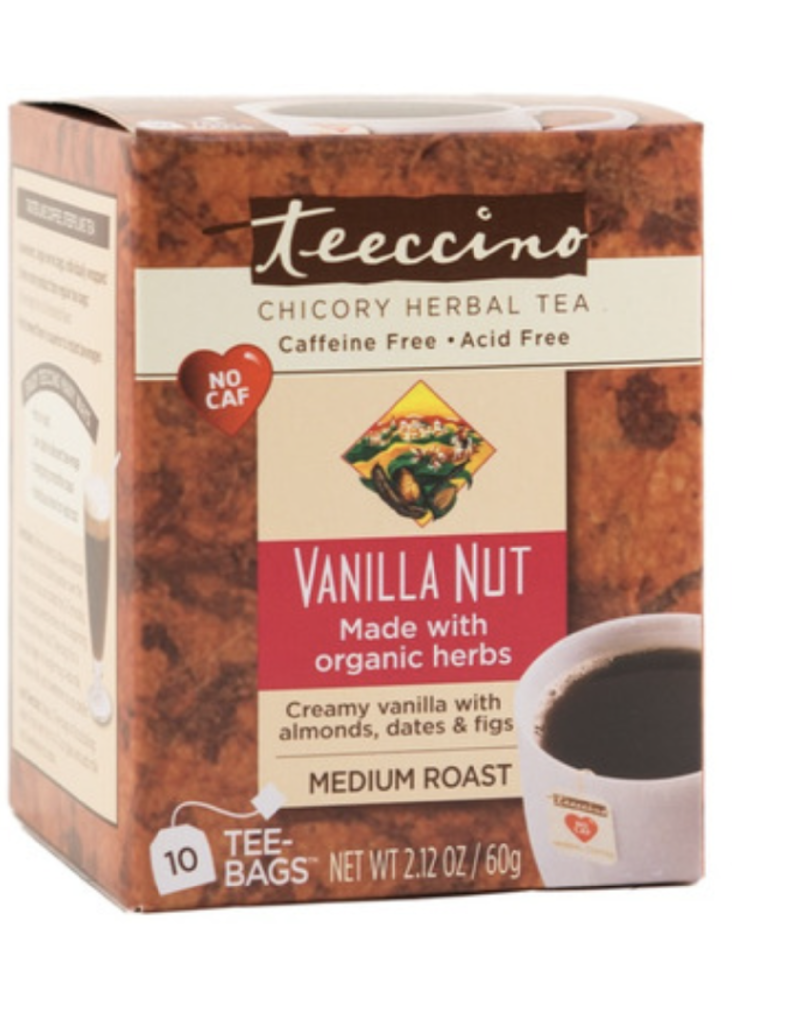 Teeccino Vanilla Nut Herbal Coffee 10 tea bags