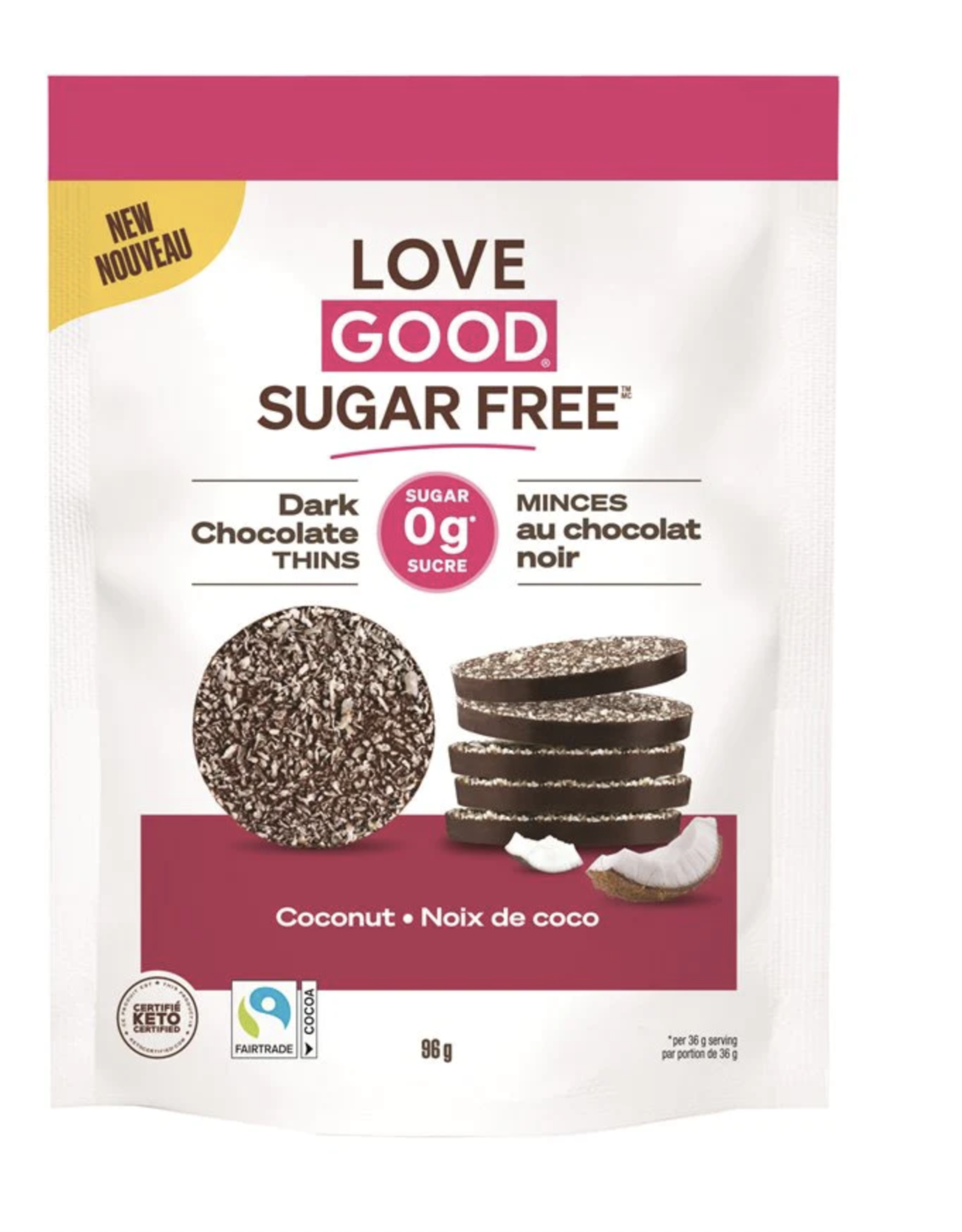 Love Good Fats Dark Chocolate Thins Coconut