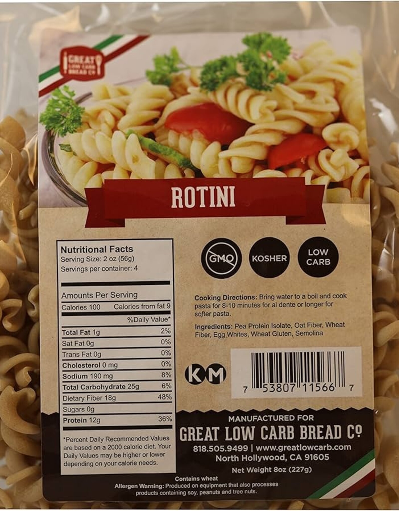 Great Low Carb Pasta Rotini 227g