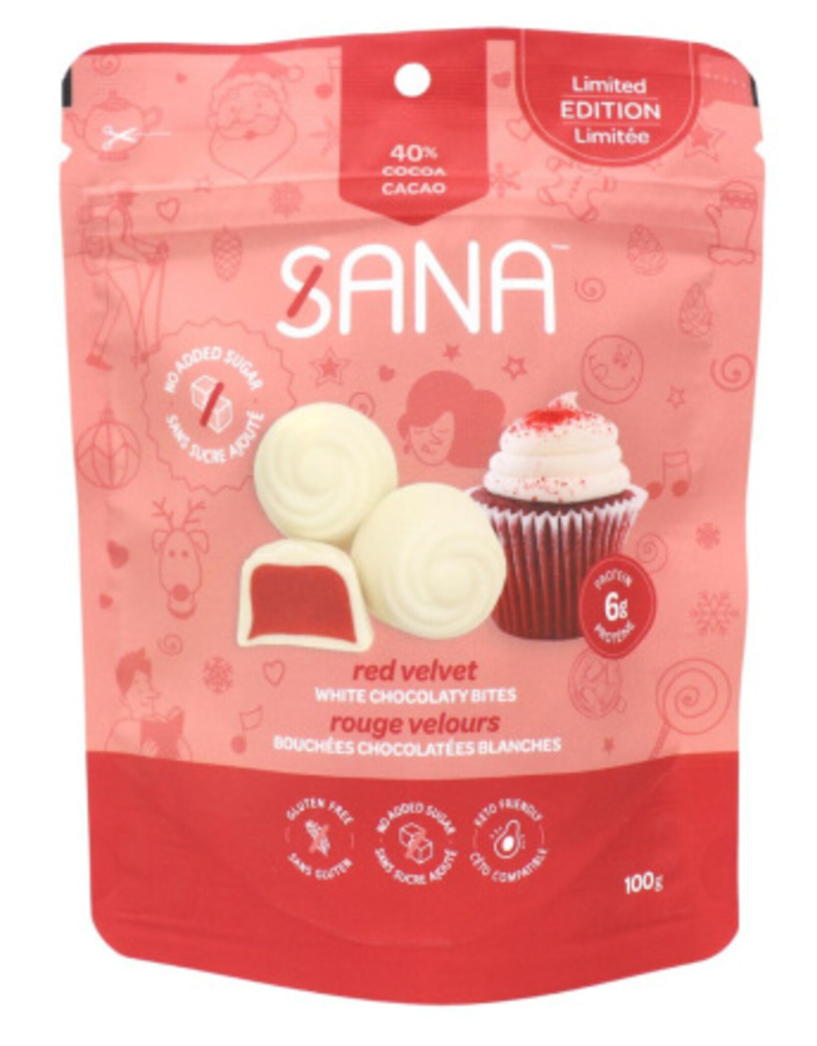 Sana Sana Chocolate Protein Bites - White Red Velvet
