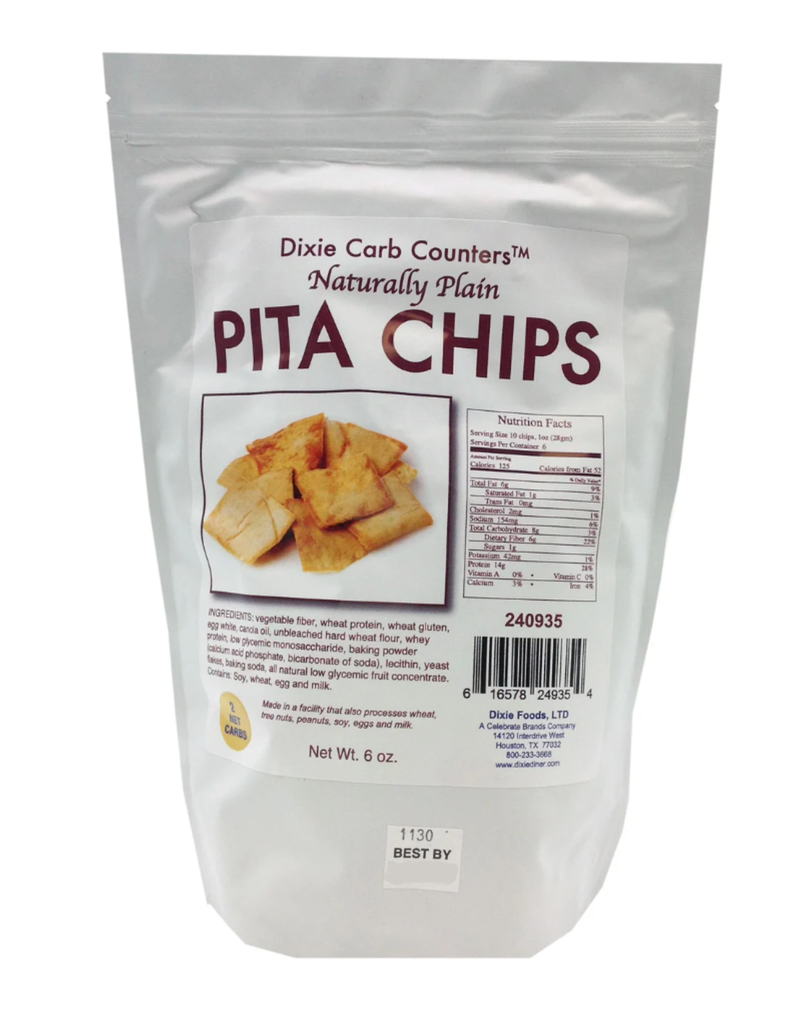 Dixie Carb Counters Pita Chips Naturally Plain