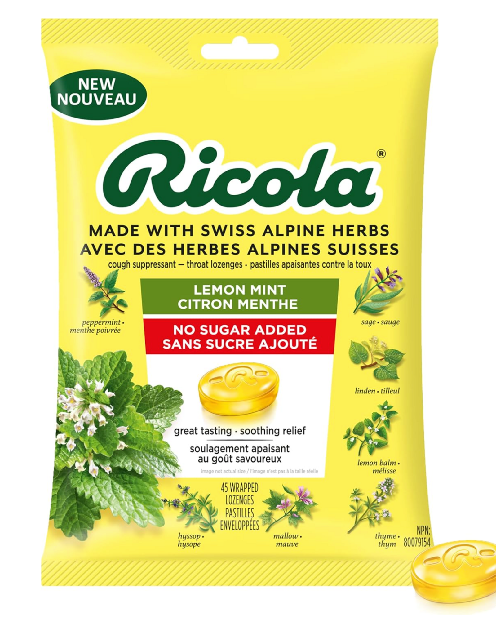 Herbion Ricola Lemon Mint Throat Lozenge