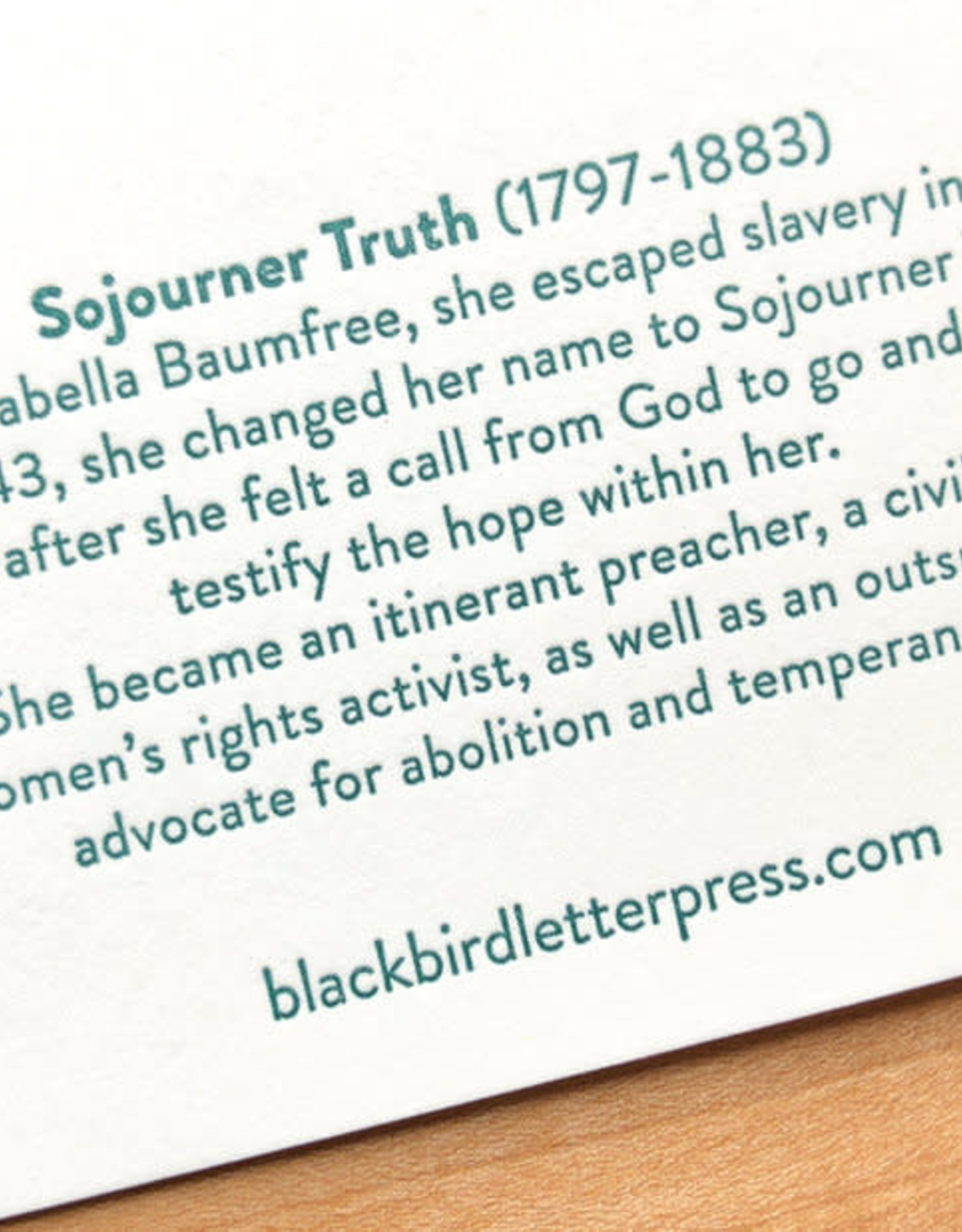 Blackbird Letterpress Sojourner Truth Card