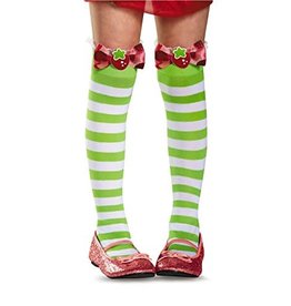 Disguise Inc Strawberry Shortcake Knee Highs Socks, Green White, 4+