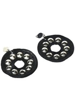 Forum Novelties Inc Studded Biker Earrings Blk Circle Shape W/ Silver Studs Clip On