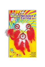 Forum Novelties Inc Generation Hippie Dreamcatcher Necklas & Earring Set, Red