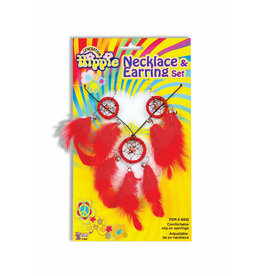 Forum Novelties Inc Generation Hippie Dreamcatcher Necklas & Earring Set, Red