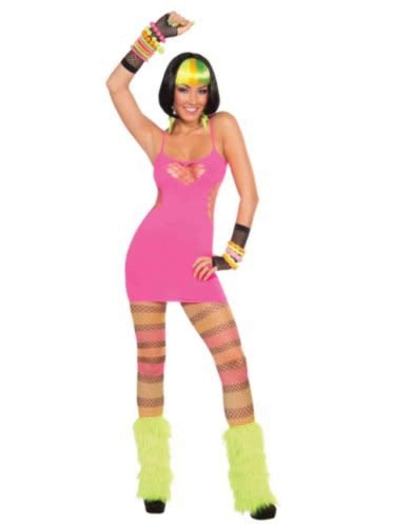 Forum Novelties Inc Fishnet Sweetheart Dress, Pink, 14/16