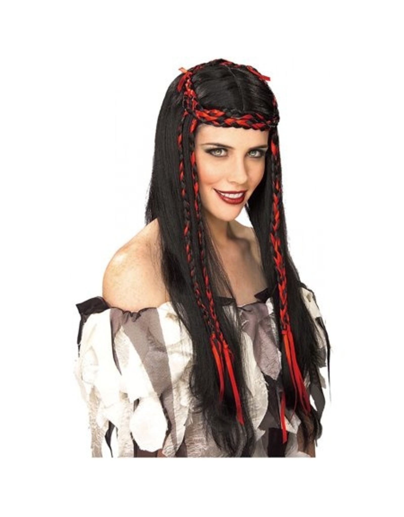 Rubie's Costumes Maiden Princess Wig with Braids, Black/Red, One Size