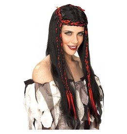 Rubie's Costumes Maiden Princess Wig with Braids, Black/Red, One Size