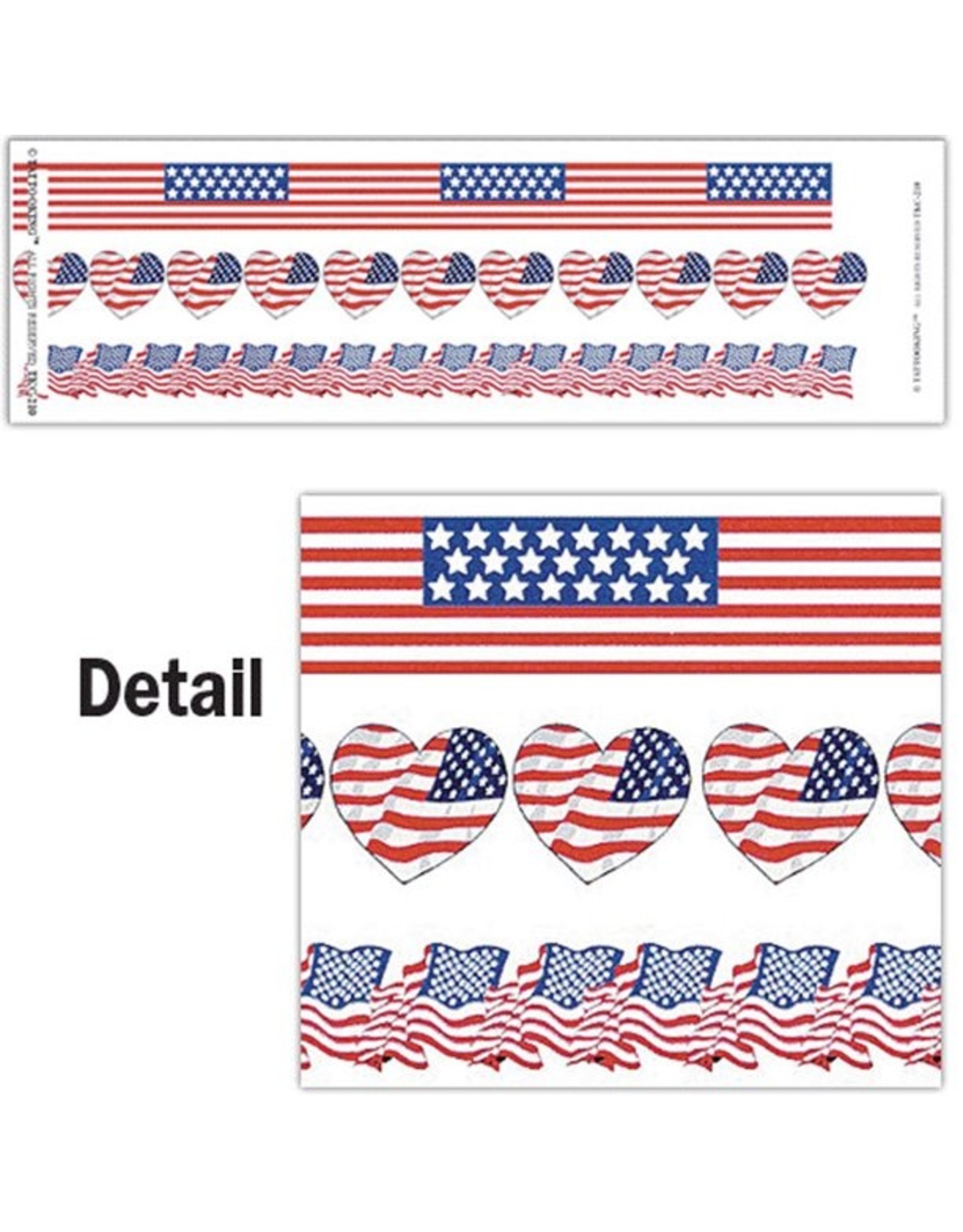Patriotic Stars And Stripes Flag One Size Temporary Tattoo Red White Blue
