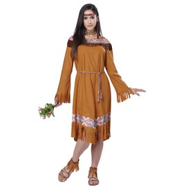 California Costume Collections Classic Indian Maiden Fringe Dress, Brown LARGE