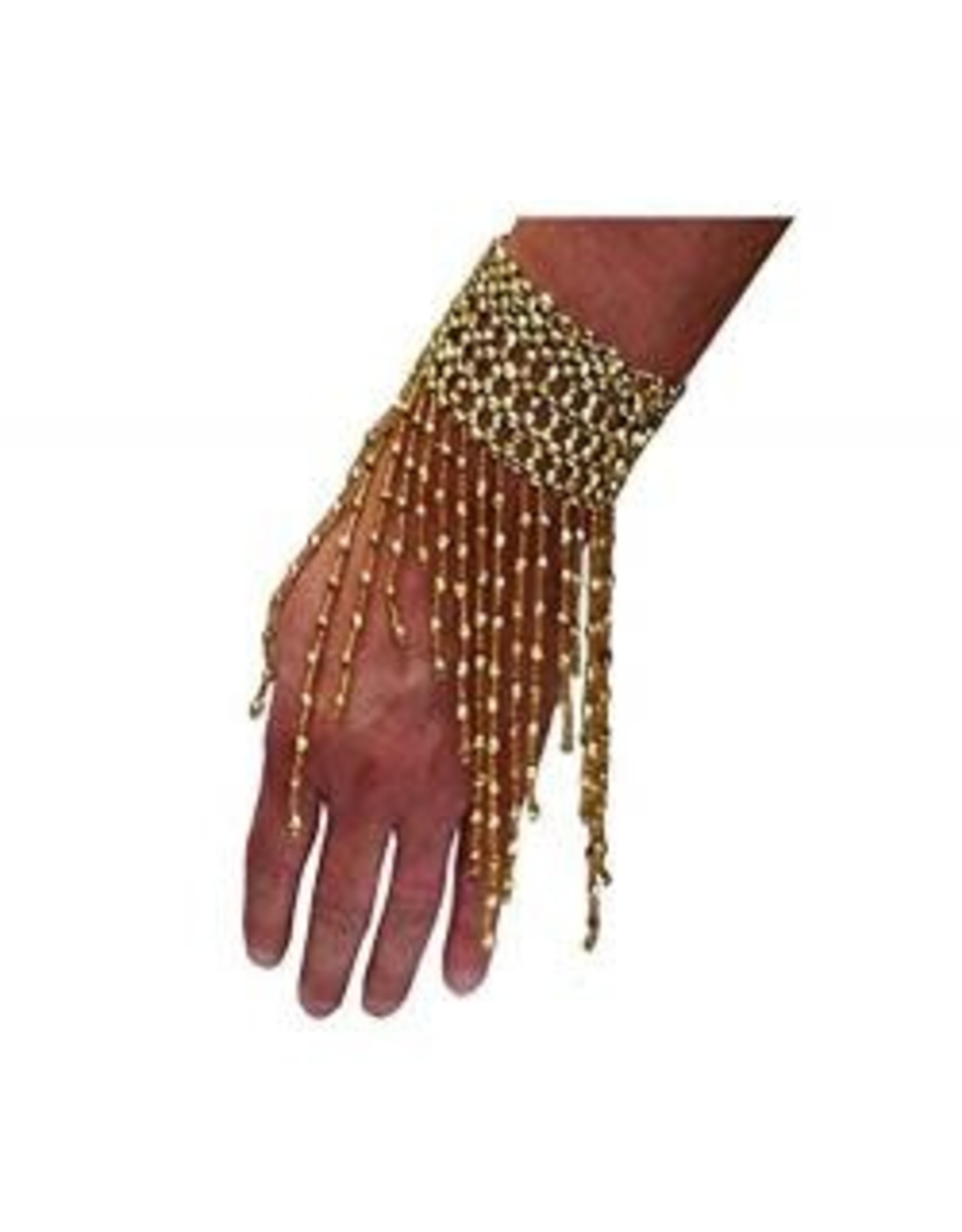 Jacobson Hat Co. Dancer Gold Beadded Wrist Cuffs, Gold