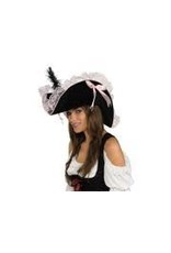 Secret Wishes Pink Lace Pirate Hat, Black