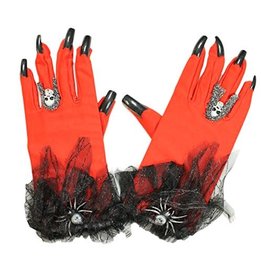 Jacobson Hat Co. Witch / Day Of The Dead Gloves, Red, Adult, 26405Rdao