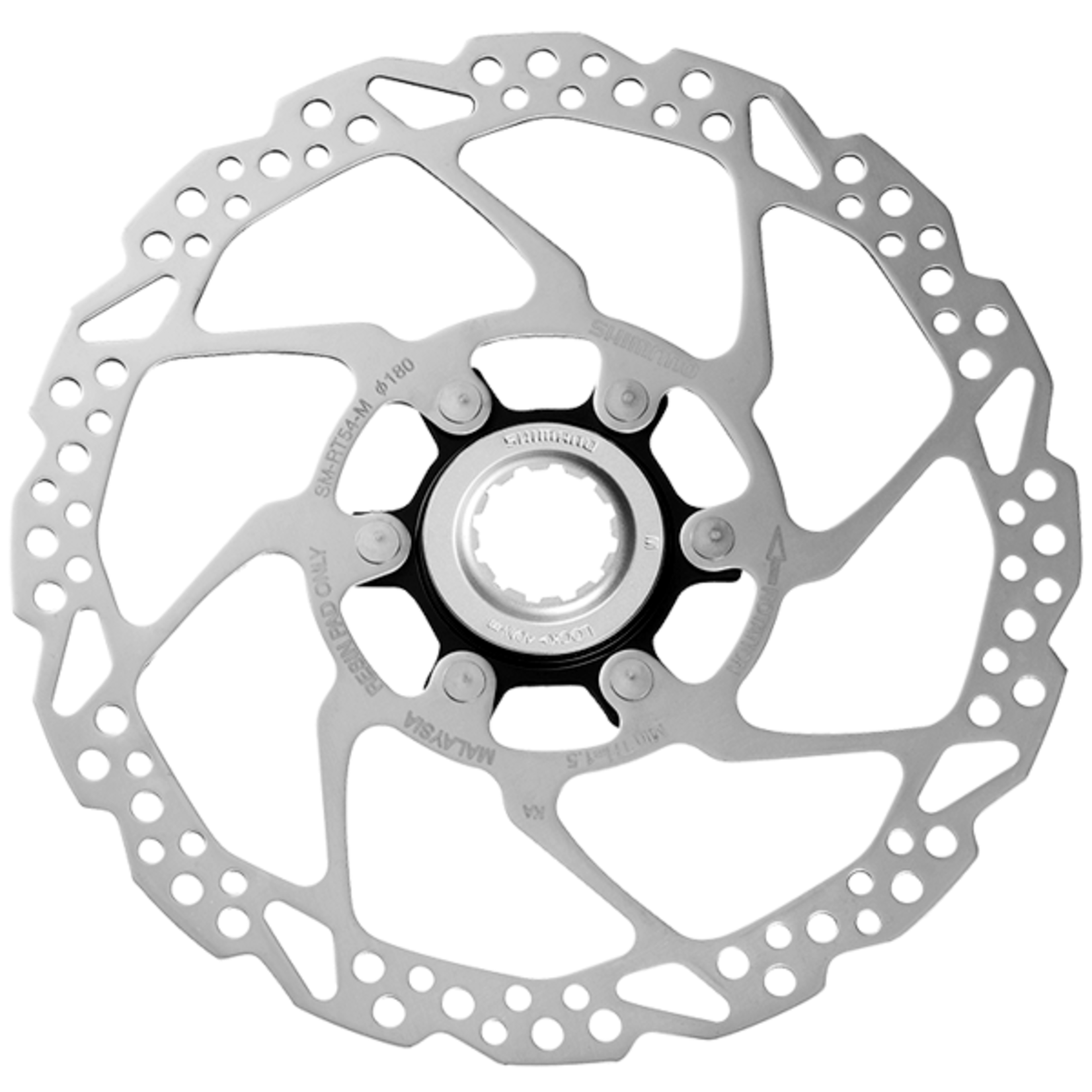 Shimano Deore SM-RT54-M Disc Brake Rotor - 180mm, Center Lock, For Resin Pads Only, External Lockring, Silver