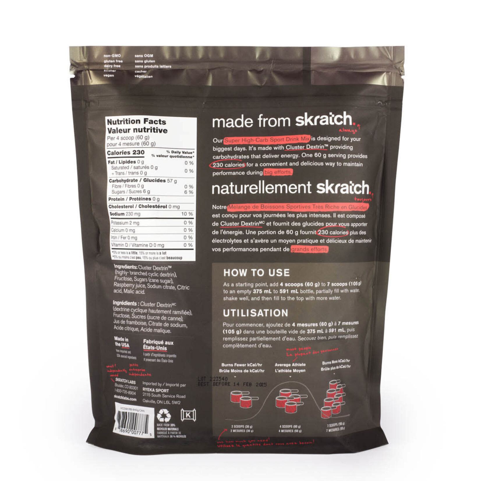 Skratch Labs Super High-Carb Sport Drink Mix - Raspberry 840g