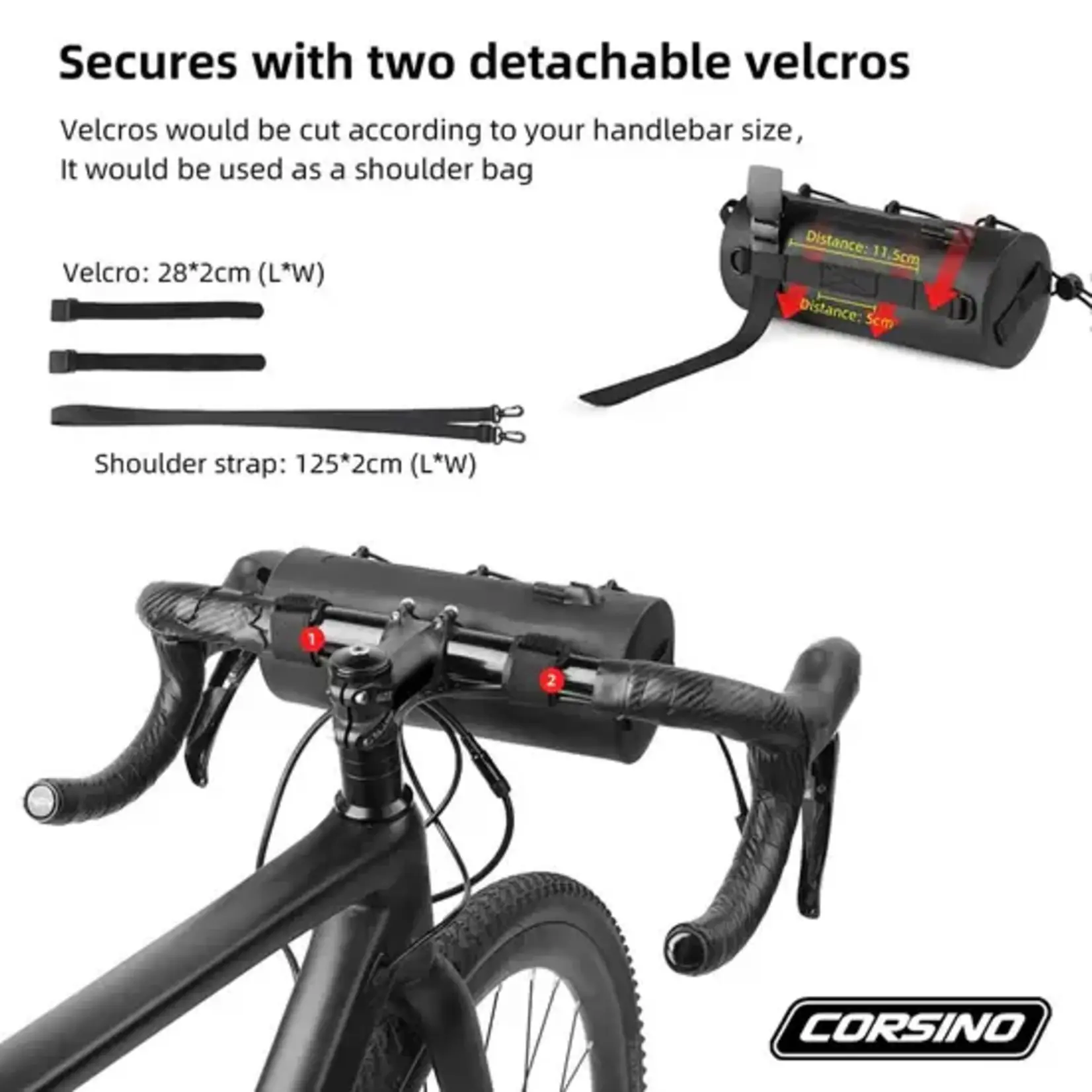 Corsino Force - Waterproof Bike Handlebar Bag 2.4L - Black