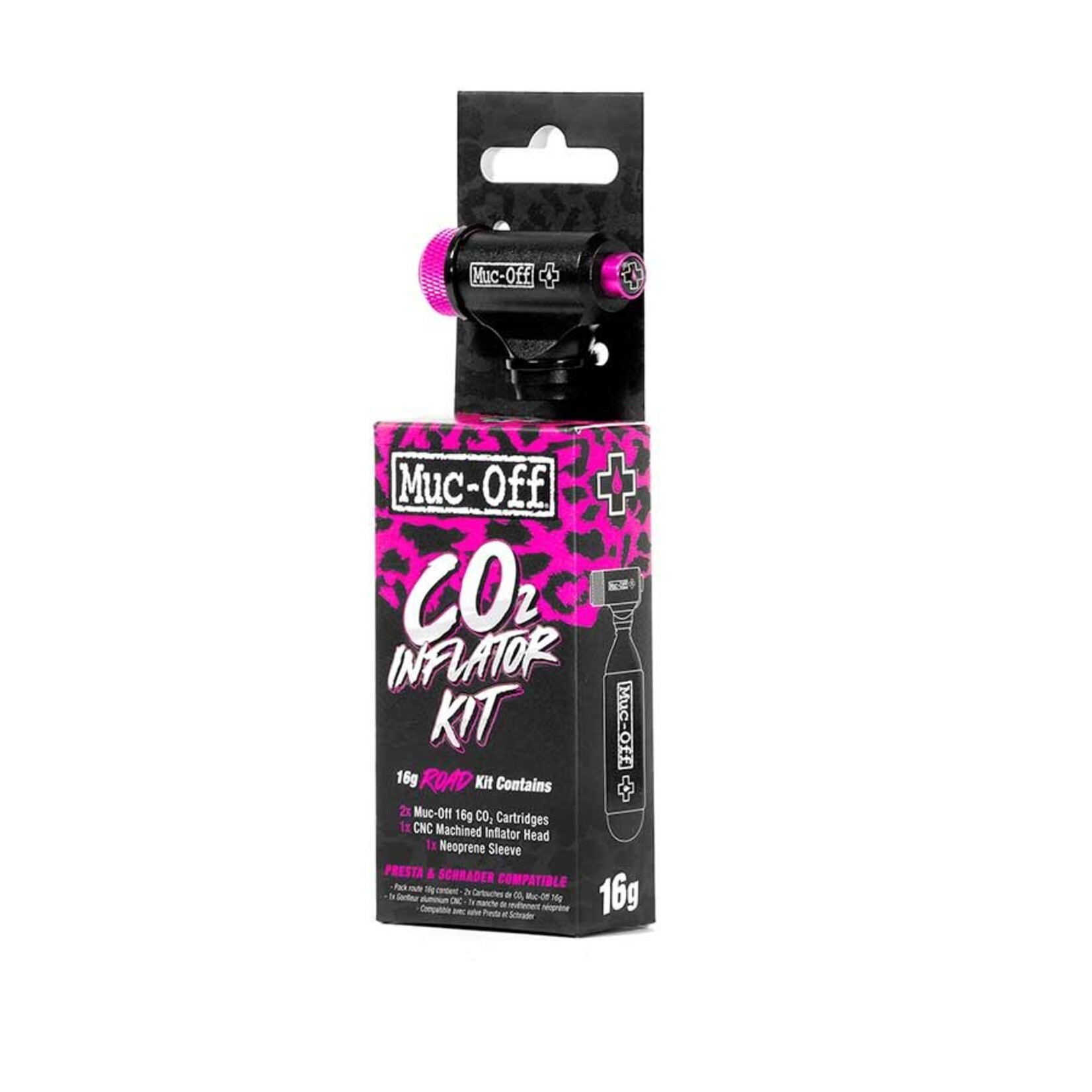 Muc-Off Muc-Off, CO2 Inflator Kit, 16g Road, Threaded, Presta, Schrader, Kit