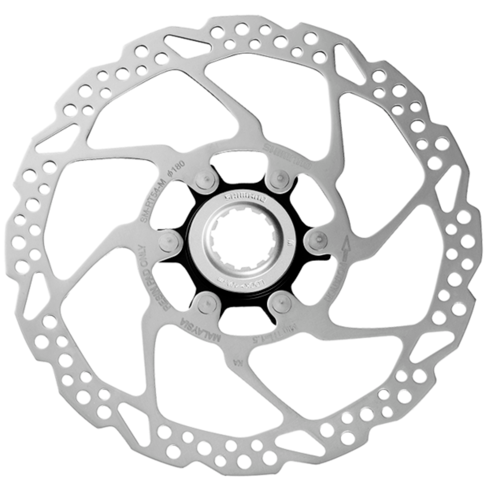Shimano Deore SM-RT54-M Disc Brake Rotor - 180mm, Center Lock, For Resin Pads Only, External Lockring, Silver