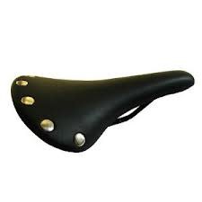 Selle de vélo cuir marron avec rivets chromés