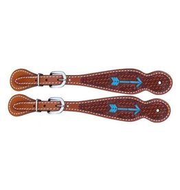 Chick Saddlery Argentina Cow Leather Tooled Spur Straps w/ Arrow