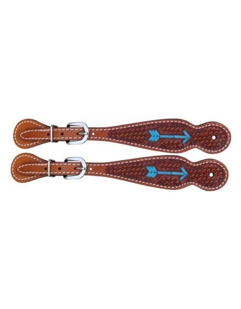Chick Saddlery Argentina Cow Leather Tooled Spur Straps w/ Arrow