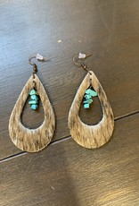 Dakota Cowgirl Large Hide Earrings w/rocks