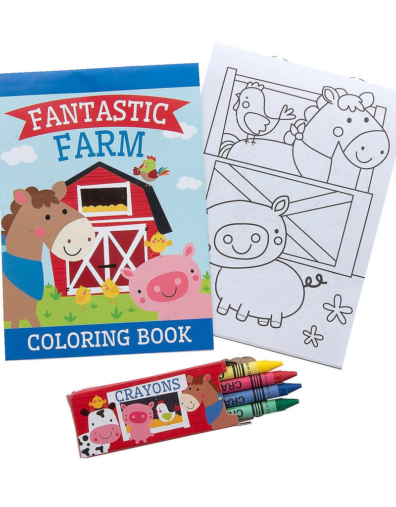 Oriental Trading Farm Coloring Book with Crayons