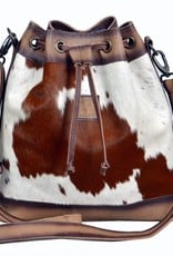 Rafter T Ranch Company Bucket Drawstrings Bag w/Brown & White Hairon