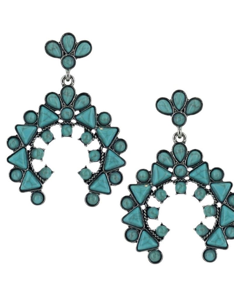 Montana Silversmiths Attitude Turquoise Blue Squash Blossom Earrings