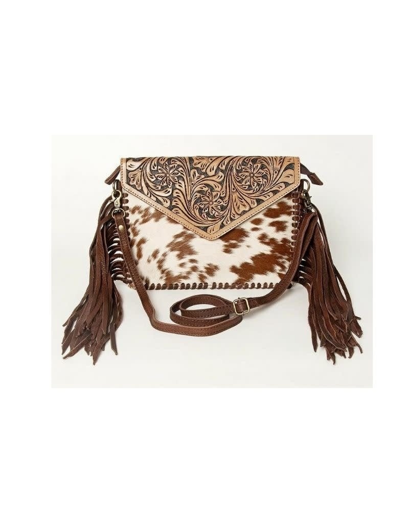 cowhide fringe crossbody purse