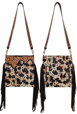 Rafter T Ranch Company Crossbody Hand Bag w/Peppered Print Cowhide, Leather plate shoulder strap