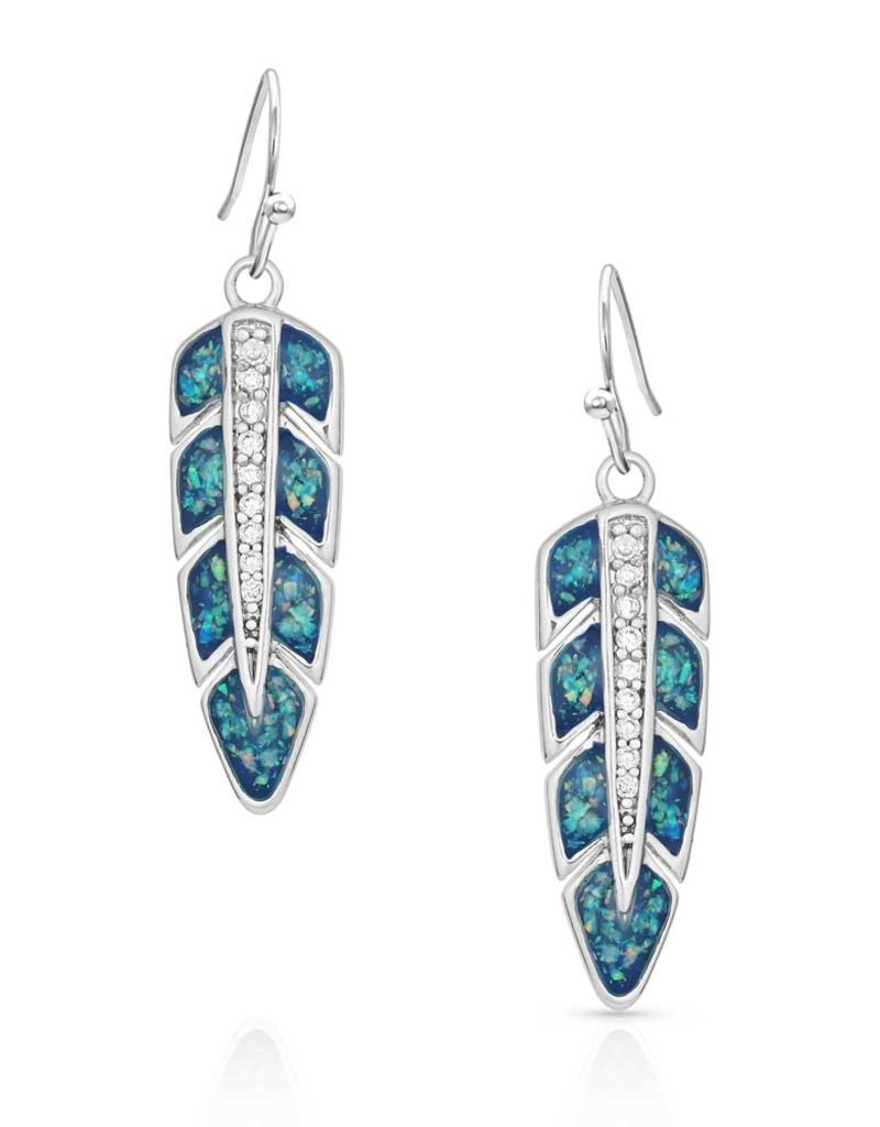 Montana Silversmiths Hawk Feather Opal Earrings