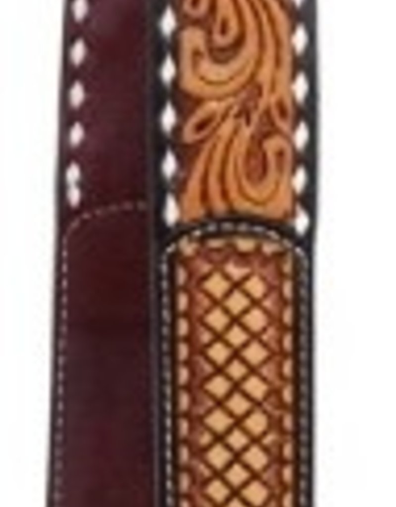 Rafter T Ranch Company Shoulder Strap with Floral & Sunflower Tooling, TT Finish & White Buckstitch 25"