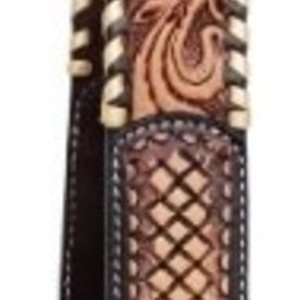 Rafter T Ranch Company Shoulder Strap with Tooling, TT Finish, Golden Whipstitch & Hand Paint Sun Flower 46″