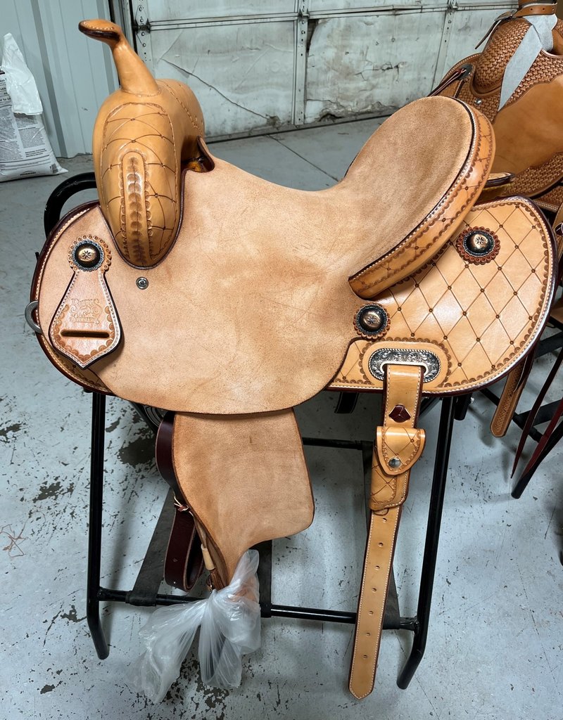 Burns Saddlery 3257 3520HD Russet Barrel Saddle w/1/2 quilt tooling