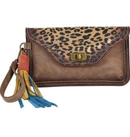 Catchfly Small Clutch Brown & Leopard