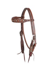 Classic Equine Browband Headstall Chocolate Roughout Embossed Floral Spot