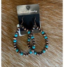 Copper Beaded Navajo w/Turquoise Earrings