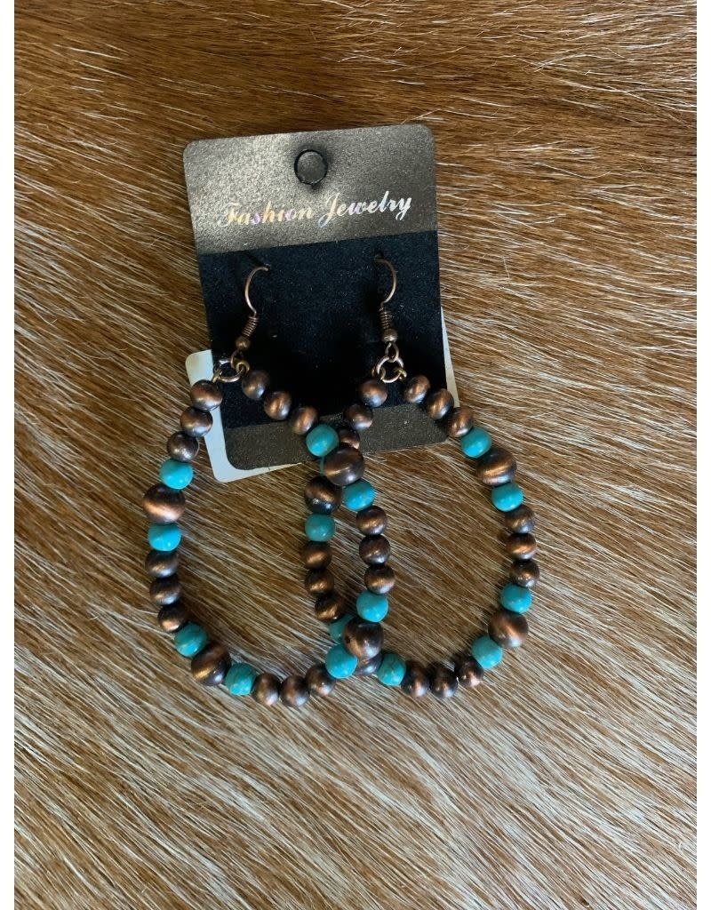 Copper Beaded Navajo w/Turquoise Earrings