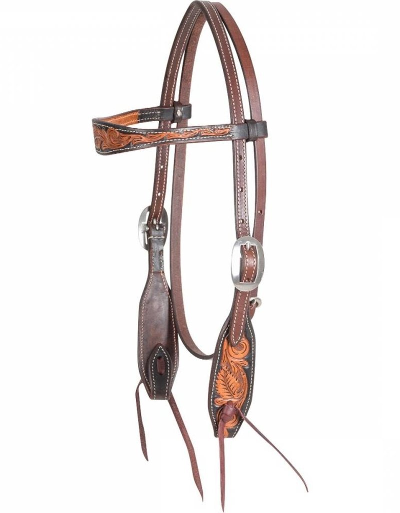 MARTIN Floral Tooled Dyed Edged Latigo Ties Headstall