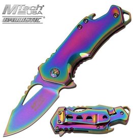 MTech USA 3" Closed Bottle Opener Assisted Opening Knife Rainbow Blade