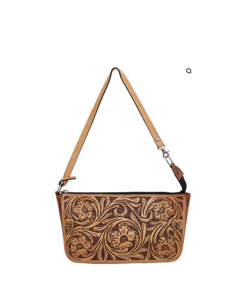 Rafter T Ranch Company Tooled Chestnut Clutch-short strap