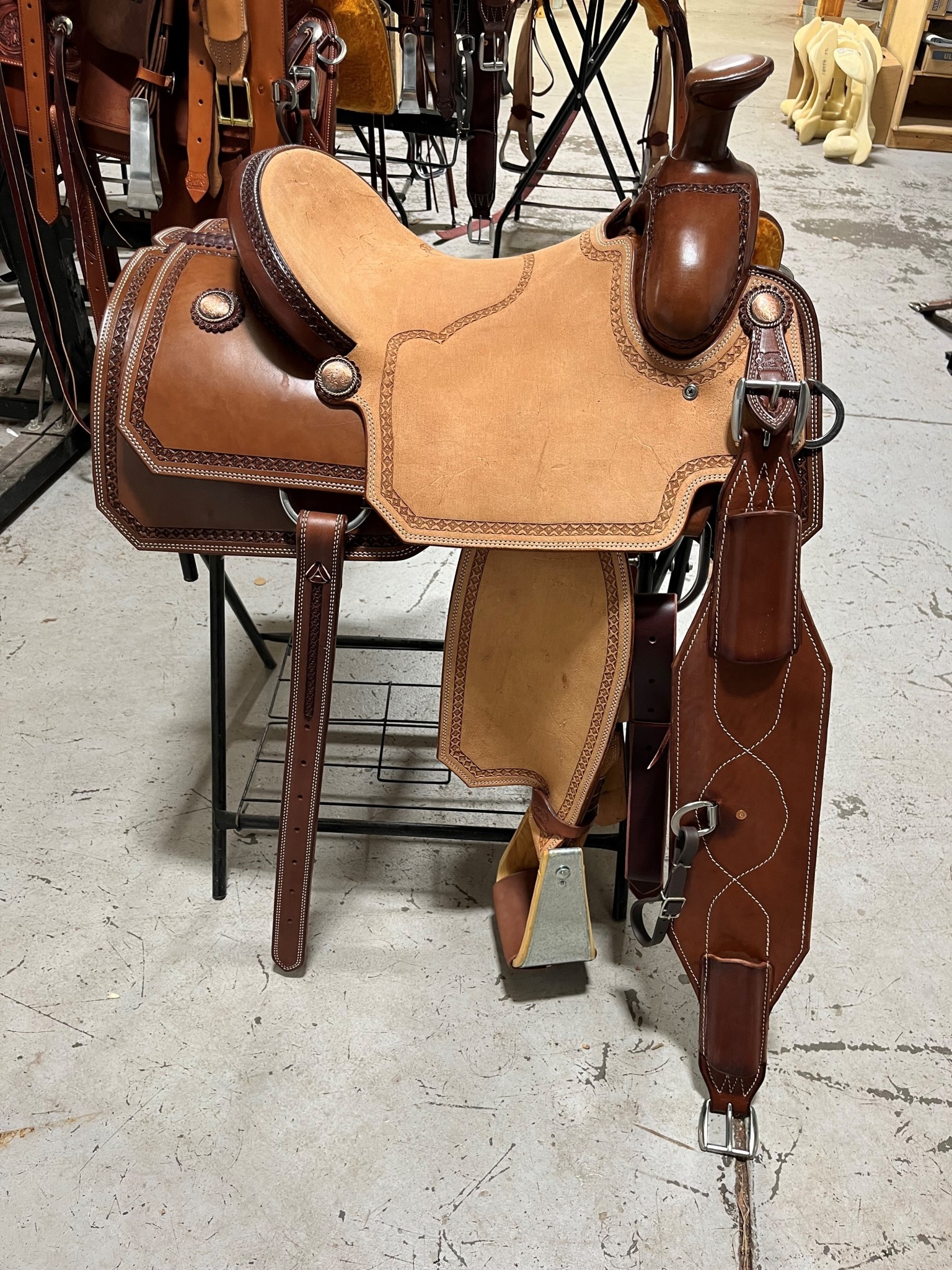 Burns Saddlery 8084 14.5" Burns Roper Chocolate SO/ Russet ROfull