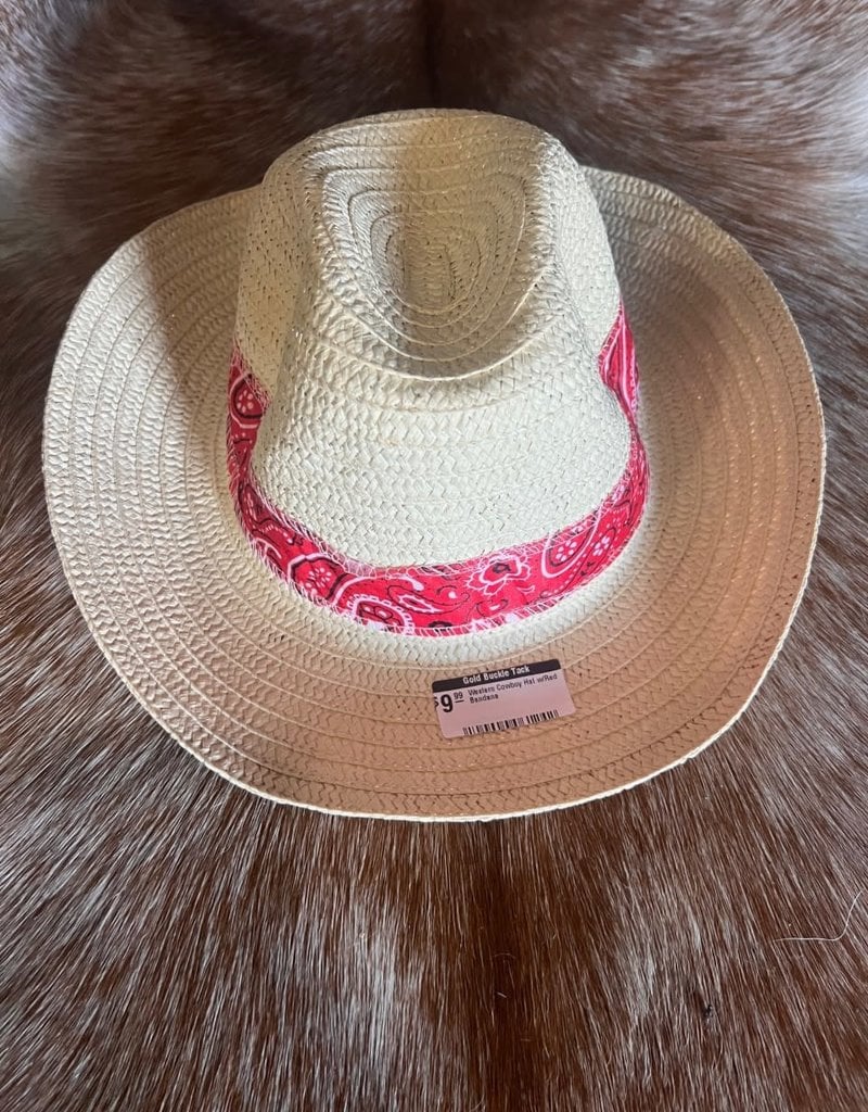 Oriental Trading Western Cowboy Hat w/Red Bandana