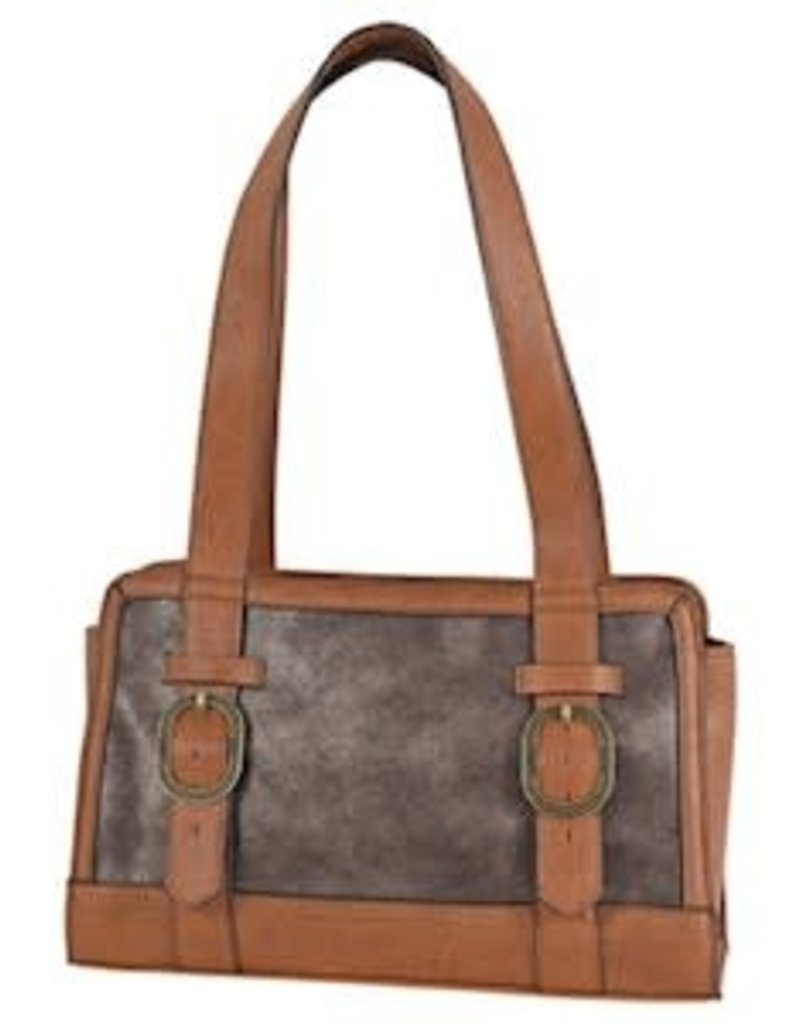 Catchfly Satchel Brushed Metallic w/Tan Trim